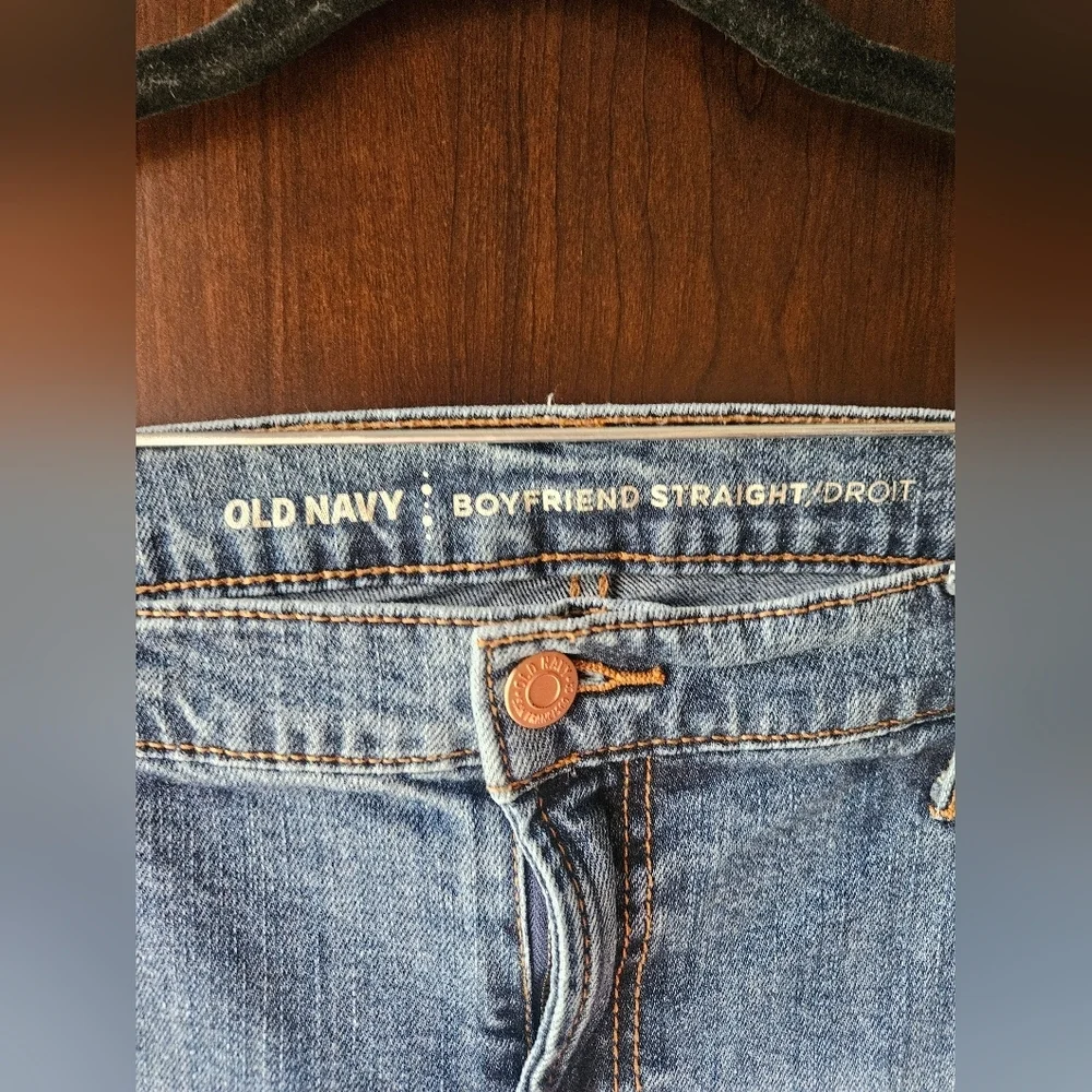 Old Navy Boyfriend Straight Distressed Blue Jeans Size 14